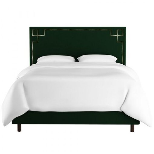Double bed with upholstered backrest 160x200 green Aiden Emerald