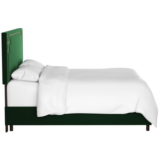 Double bed with upholstered backrest 160x200 green Aiden Emerald