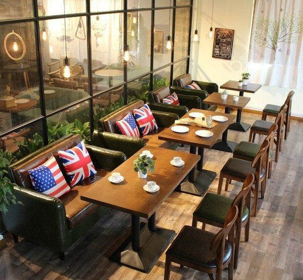 Designer tables on a metal frame for cafes and restaurants